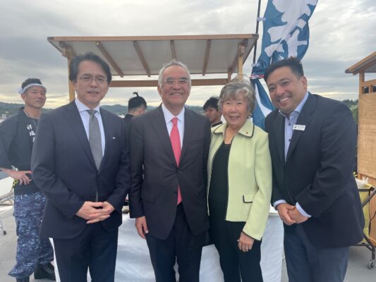 Pictured (L-R): Consul General Maruyama, Ambassador Yamanouchi, Ruth Coles and Jay Haraga.